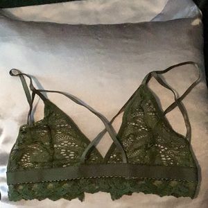 Lacy olive bra